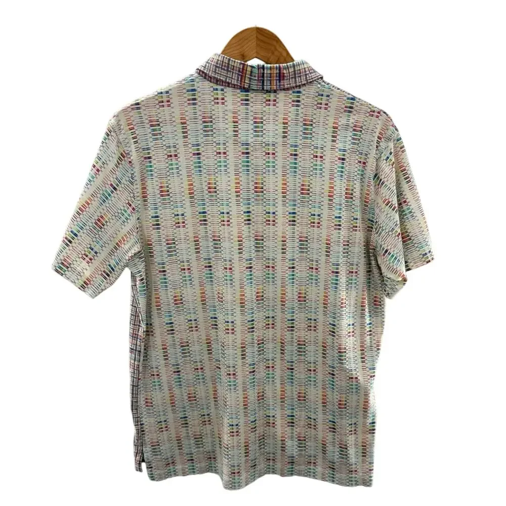 Robert Graham Men’s Colorful Rainbow Mixed Plaid Classic Polo Shirt Size Large - Picture 5 of 7